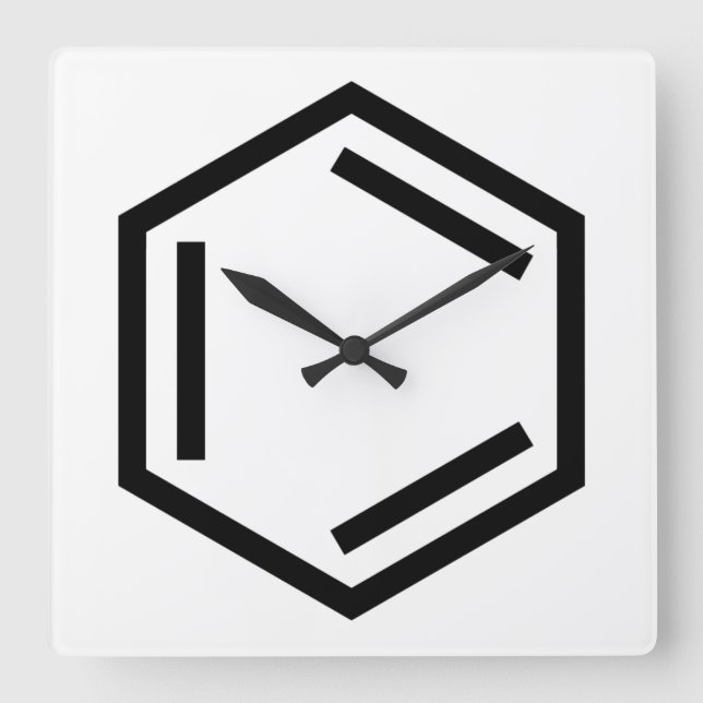 BENZENE RING SYMBOL QUADRATISCHE WANDUHR (Vorderseite)