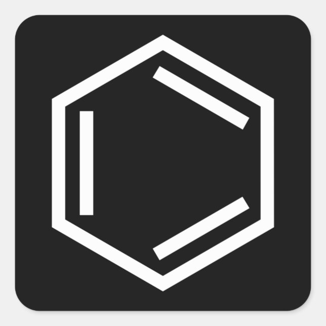 BENZENE RING SYMBOL QUADRATISCHER AUFKLEBER (Vorderseite)