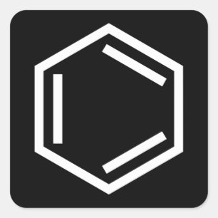 BENZENE RING SYMBOL QUADRATISCHER AUFKLEBER