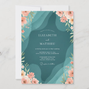 Benzin-Aprikosen-Ranunculus-Eukalyptus-Hochzeit Einladung