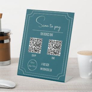 Benzin-Blau-2-QR-Codes für Geschäftsscans zur Zahl Sockelschild