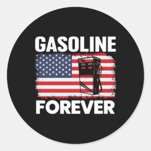 Benzin Forever Gas Cars Patriotische Flagge USA Runder Aufkleber