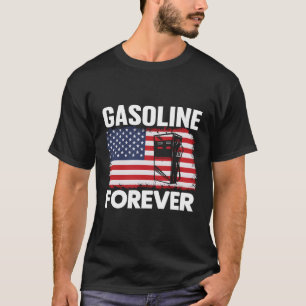 Benzin Forever Gas Cars Patriotische Flagge USA T-Shirt