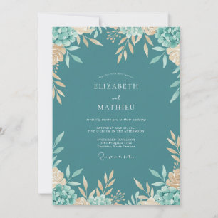 Benzin-Minz-Sukkulenten-Eukalyptus-Hochzeit Einladung