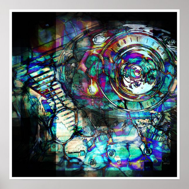 Benzin-Motorrad-Motor Poster (Vorne)