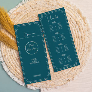 benzinblau mit Logo-Boutique Preisliste Werbekarte