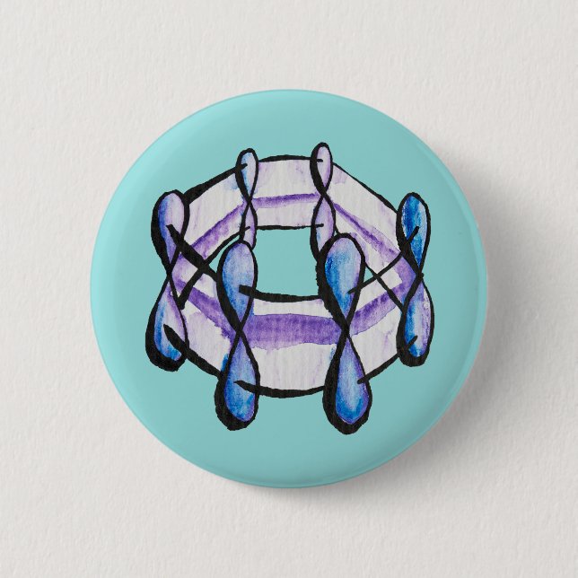Benzol Molecule Bio Chemie Art Button (Vorderseite)
