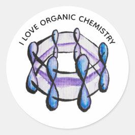 Benzol Molecule Liebe Chemie Runder Aufkleber