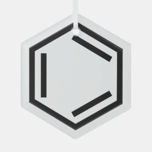 BENZOLRING-SYMBOL ORNAMENT AUS GLAS