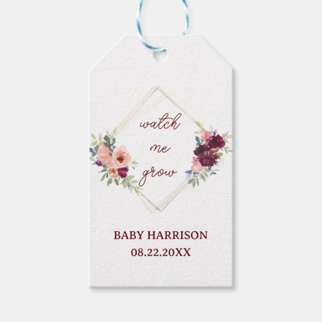 Beobachten Sie mir Grow Boho Fall Blumendusche Bab Geschenkanhänger (Vorderseite)
