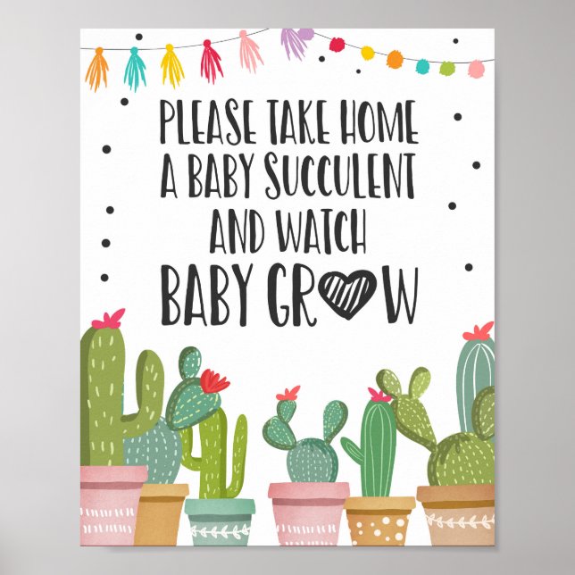Beobachten Sie mir Grow Cactus Fiesta Baby Shower  Poster (Vorne)