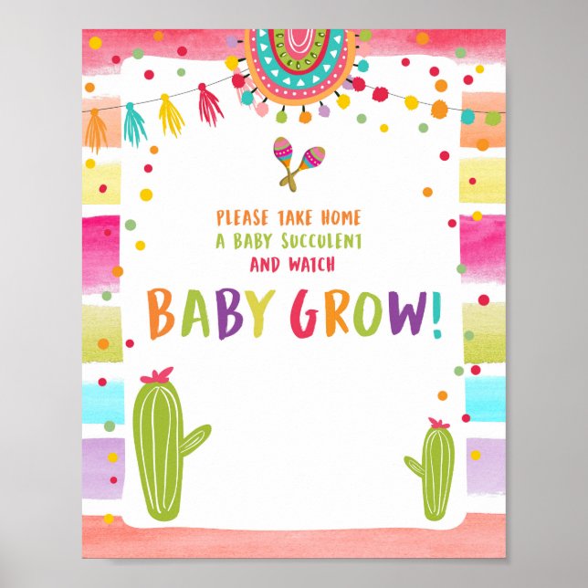 Beobachten Sie mir Grow Cactus Fiesta Baby Shower  Poster (Vorne)