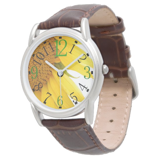 Beobachten Sie mit Sonnenblumen Armbanduhr (Schrägansicht)