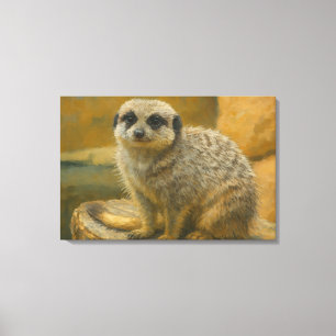 Beobachtende Stille - Realistisches Meerkat-Portra Leinwanddruck