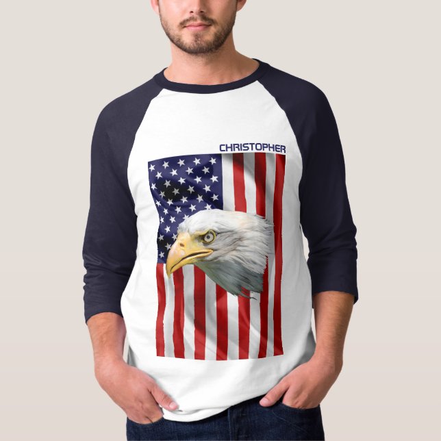 Beobachter amerikanischer Adler, US-Flagge, Patrio T-Shirt (Vorderseite)