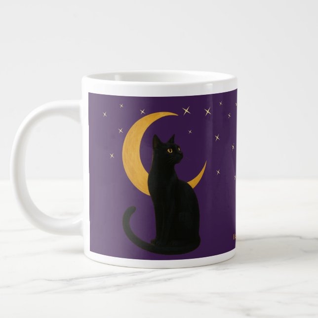 Beobachter der Nacht - Halloween-Schwarze Katze Jumbo-Tasse (Links)