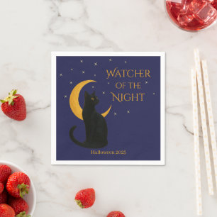 Beobachter der Nacht - Halloween-Schwarze Katze Serviette