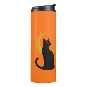 Beobachter der Nacht - Halloween-Schwarze Katze Thermosbecher