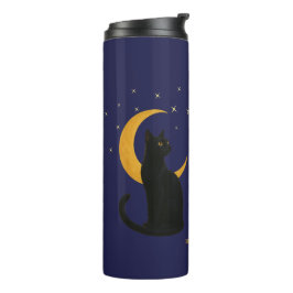 Beobachter der Nacht - Halloween-Schwarze Katze Thermosbecher