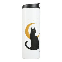 Beobachter der Nacht - Halloween-Schwarze Katze Thermosbecher