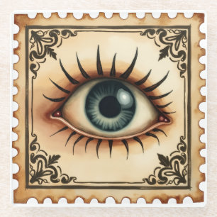 Beobachter im Nebel - Vintager Halloween-Untersetz Glasuntersetzer