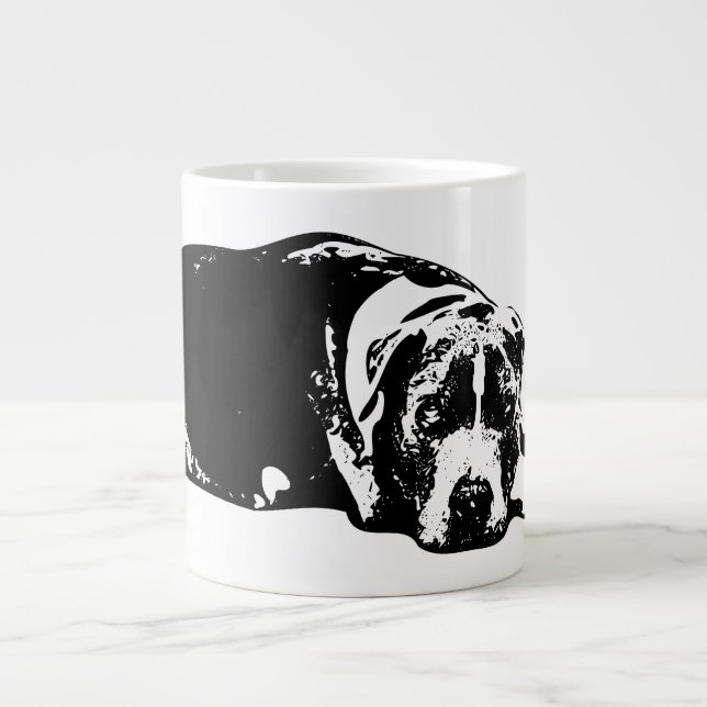 Beobachterische Pitbull Mix Monochrome Tasse (Vorderseite)