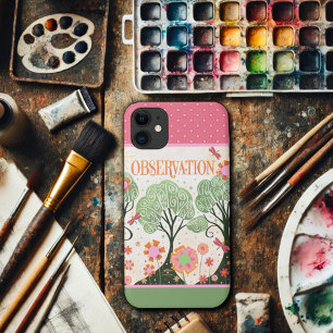 Beobachtung Blumenrosa Grüne Inspiritivität Case-Mate iPhone Hülle