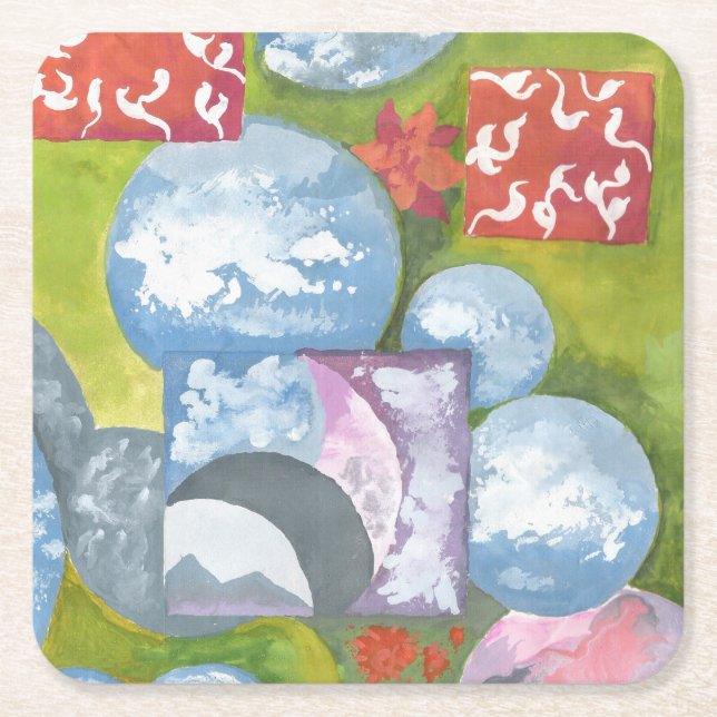 Beobachtung von Folk Art von AnyaC Rechteckiger Pappuntersetzer (Vorderseite)