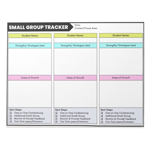 Beobachtungen von Studierenden in kleinen Gruppen Notizblock (Vorderseite)