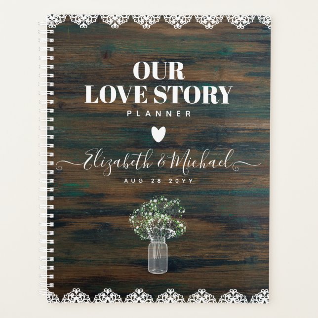 BEORGANISIERTER WEDDPLANER Gypsophila Rustikale Sp Planer (Vorderseite)