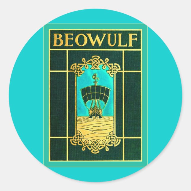 Beowulf ~ Vintage Buchabdeckung Runder Aufkleber (Vorderseite)