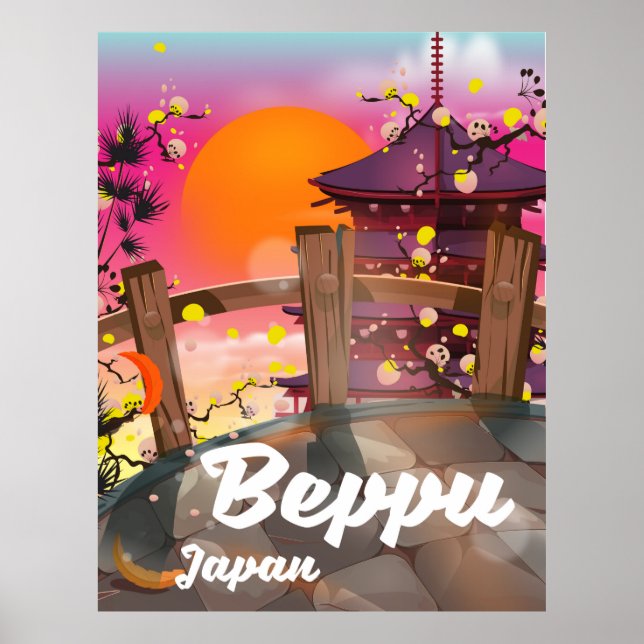 Beppu Japanisches Reiseplakat Poster (Vorne)