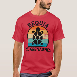 Bequia Die Grenadinen Retro Sonnenuntergang mit Sc T-Shirt