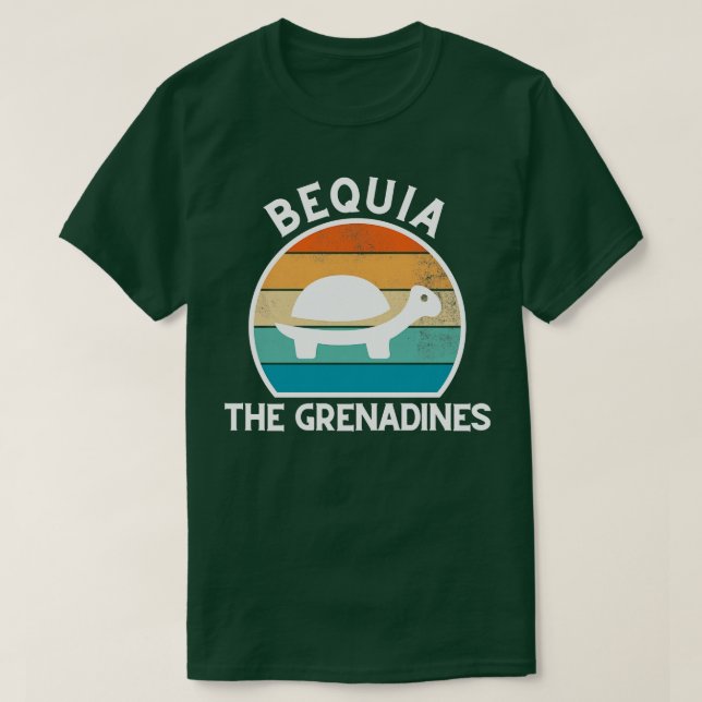 Bequia Die Grenadinen Retro Sonnenuntergang mit Sc T-Shirt (Design vorne)