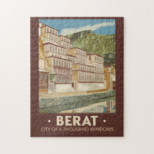 Berat Albanien Illustration Reise Kunst Vintage Puzzle