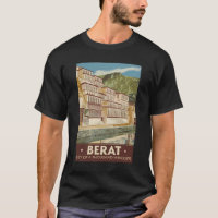 Berat Albanien Illustration Travel Art Vintag