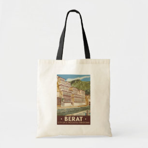 Berat Albanien Illustration Travel Art Vintag Tragetasche