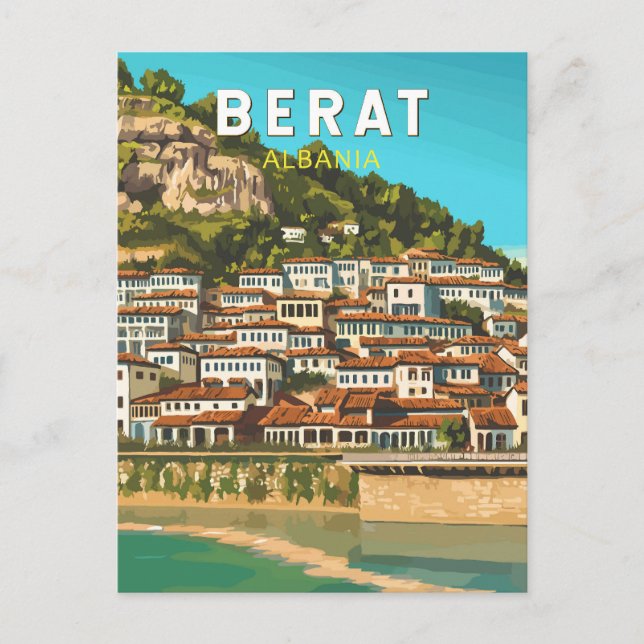 Berat Albanien Reisen Art Vintag Postkarte (Vorderseite)