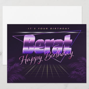 Berat Name Vorname lila retro Karte Geburtstag