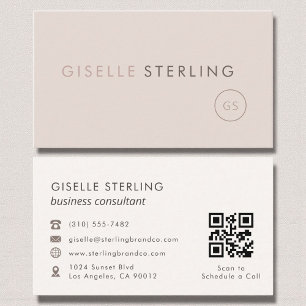 Berater Blush Pink Beige QR Code Luxus Visitenkarte