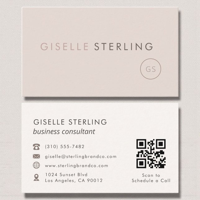 Berater Blush Pink Beige QR Code Luxus Visitenkarte (Von Creator hochgeladen)