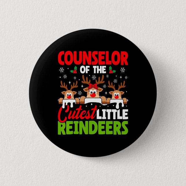 Berater der Niedlichen Rentierfunde Weihnachtsräte Button (Vorderseite)