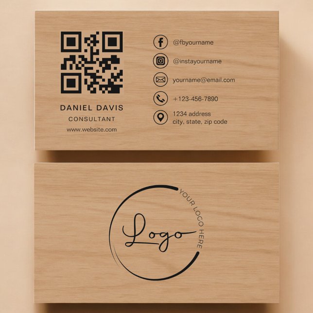 Berater Holz Professional QR Code Visitenkarte (Von Creator hochgeladen)
