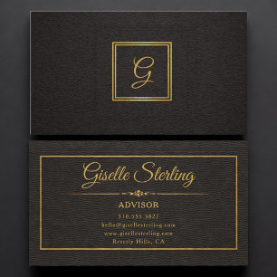 Berater mit Monogramm Gold Schwarz Professional Visitenkarte