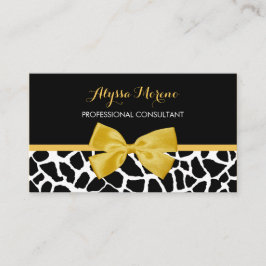 Berater Trendy Giraffe Print Golden Yellow Bow Visitenkarte
