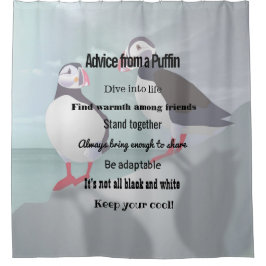 Beratung durch ein Puffin-Design Duschvorhang
