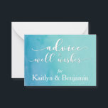 Beratung für Braut und Bräutigam, Aquamarin/blau Hinweiskarte<br><div class="desc">Die Blue & Aquamarin Ombre Watercolor Wedding Suite ist eine tolle Ergänzung! "Beratung & Wohlwünsche" für die Braut- und Bräutigkarten. Mit "Visitenkarten-Technologie" werden diese kleinen Karten in Bündelpackungen gedruckt, damit Sie sie bei Hochzeitsfeiern, Duschen und Ihrem Empfang auslegen können! Erlauben Sie Ihren Gästen, ein Tidbit für Sie beide zu schreiben,...</div>