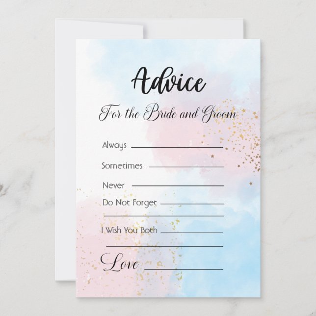 Beratung für die Braut und den Boden rosa und blau Einladung (Vorderseite)