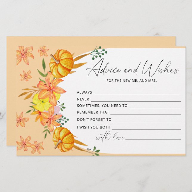 Beratung und Wünsche von Pumpkin-Bogen Brautparty Briefpapier (Vorne/Hinten)