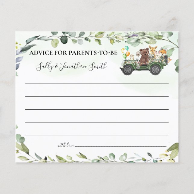 Beratung von Landtieren für Eltern, die eine Karte (Vorne)